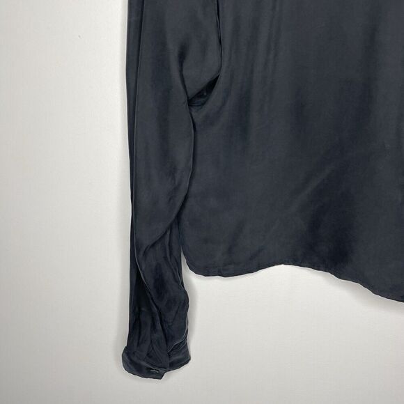 MADEWELL Top Women 00 Black Brushed Ruched-Front NEW Long Sleeve Blouse NN960 - Picture 12 of 16